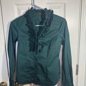 *Dressy or Business* The Limited Green Ruffle Top Button Up Shirt